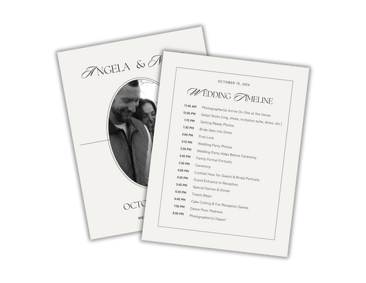 Wedding Day Timeline, Canva Editable Template for Photographers